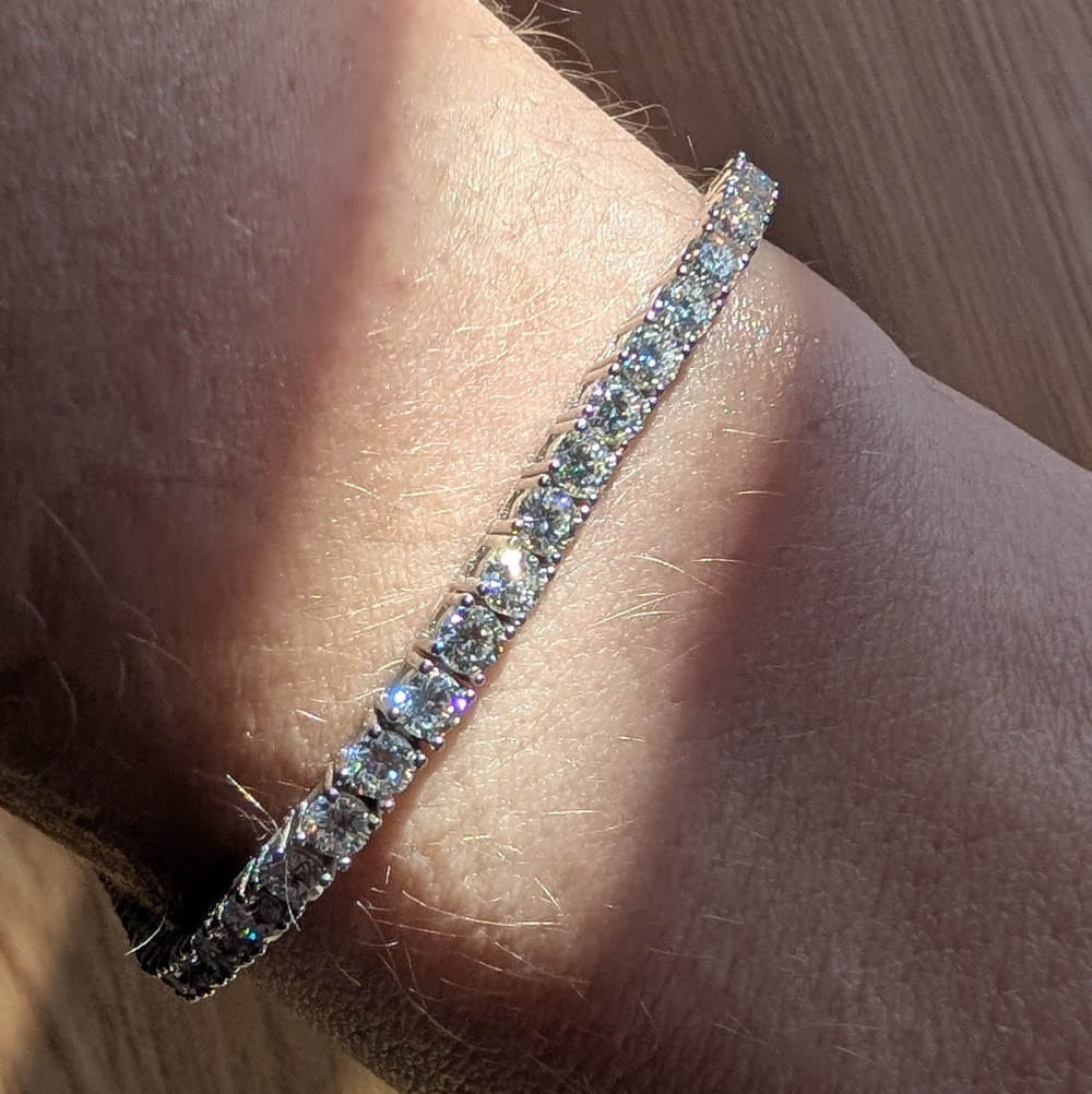 925 Sterling Silver Moissanite Tennis Bracelet - Clear
